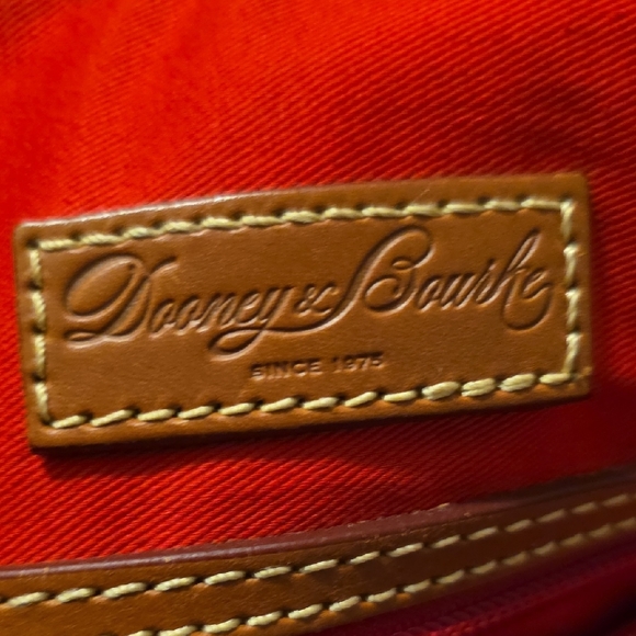 Dooney & Bourke Caramel Leather Tote with Floral Charm - Picture 4 of 5